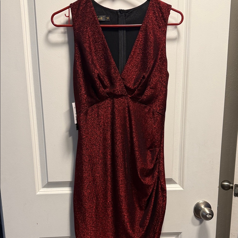 Elegant Red Sparkle Mini Dress